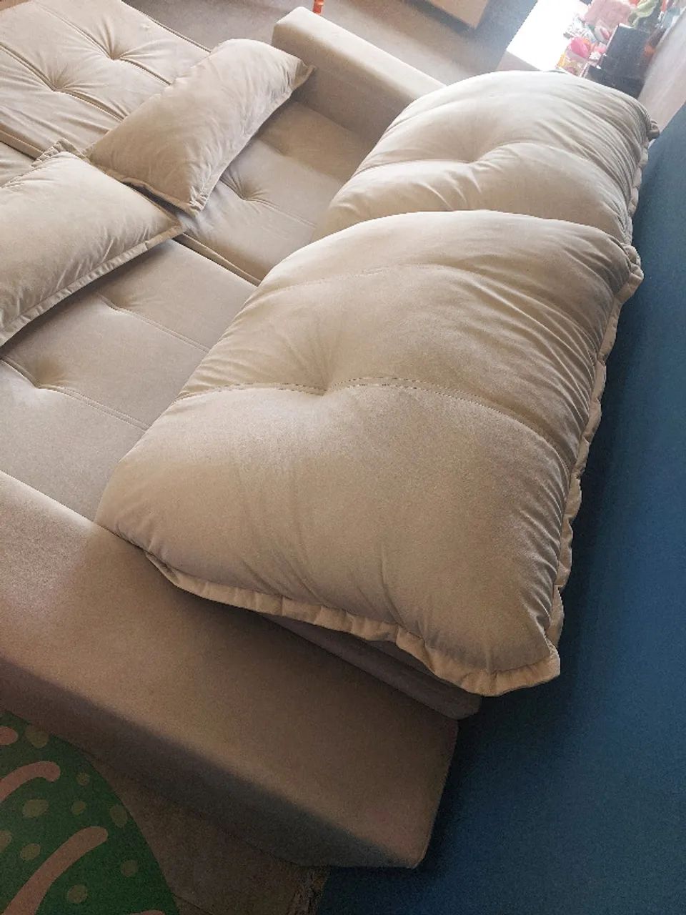 Sofá-Cama 3 Lugares Retrátil em Suede484565803755776005