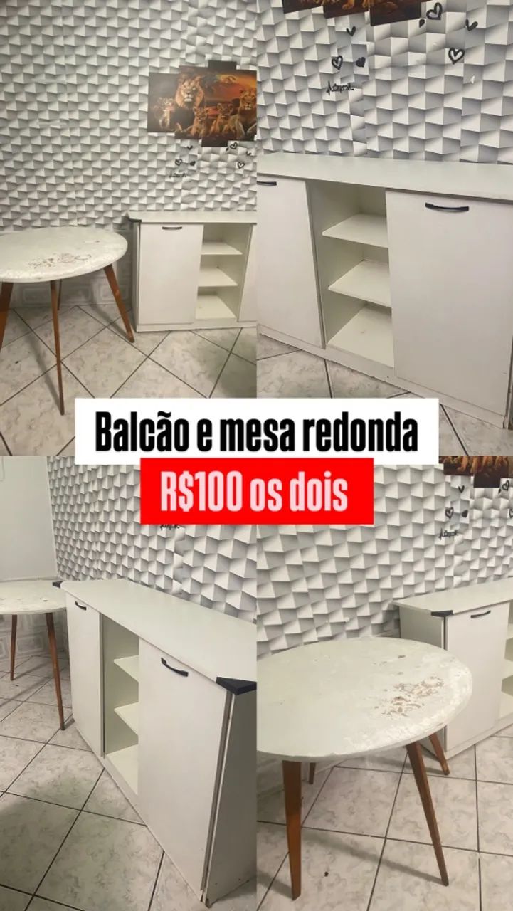 Balcão mdf com mesa redonda 