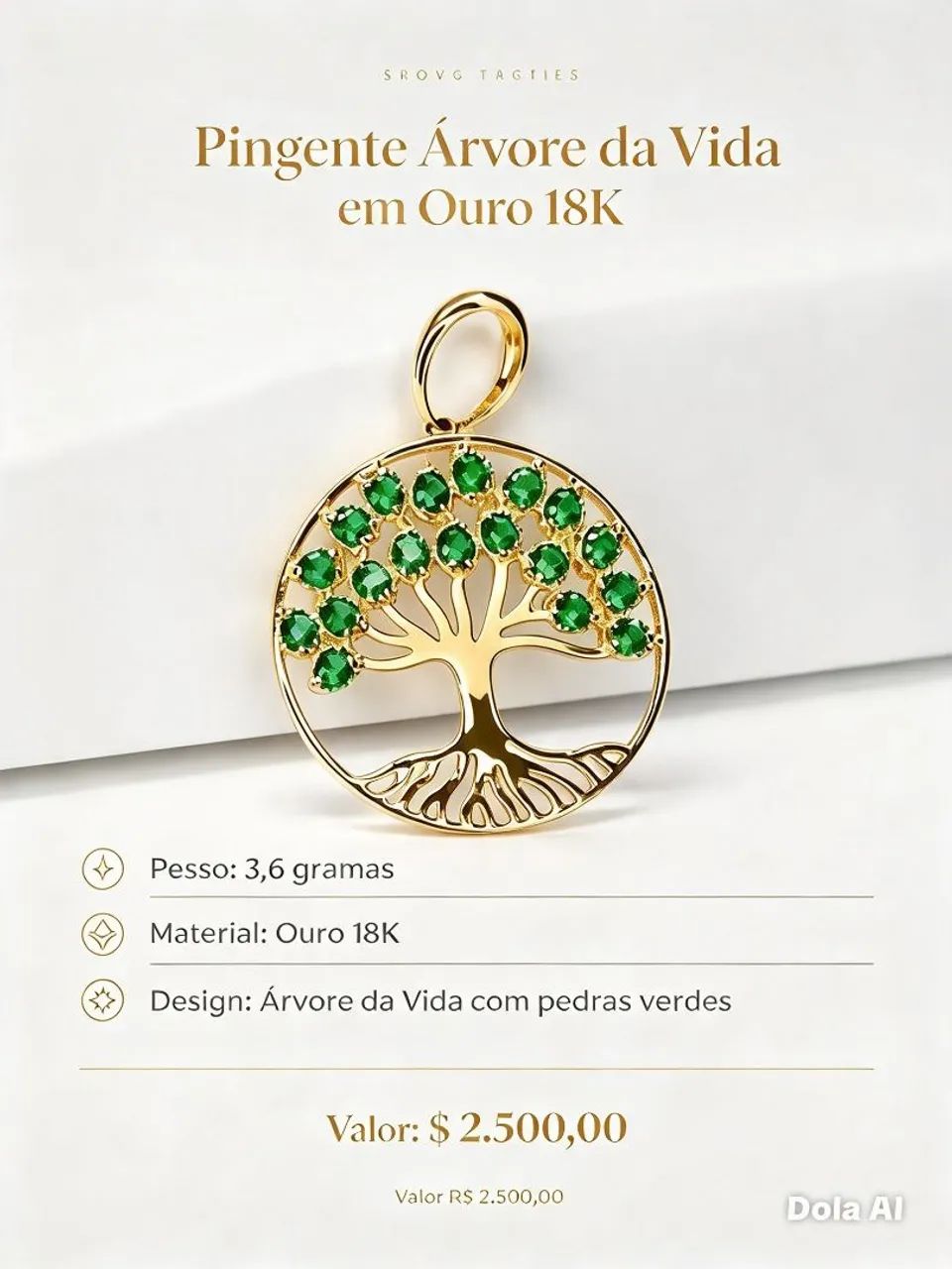 PINGENTE ARVORE DA VIDA OURO 18K