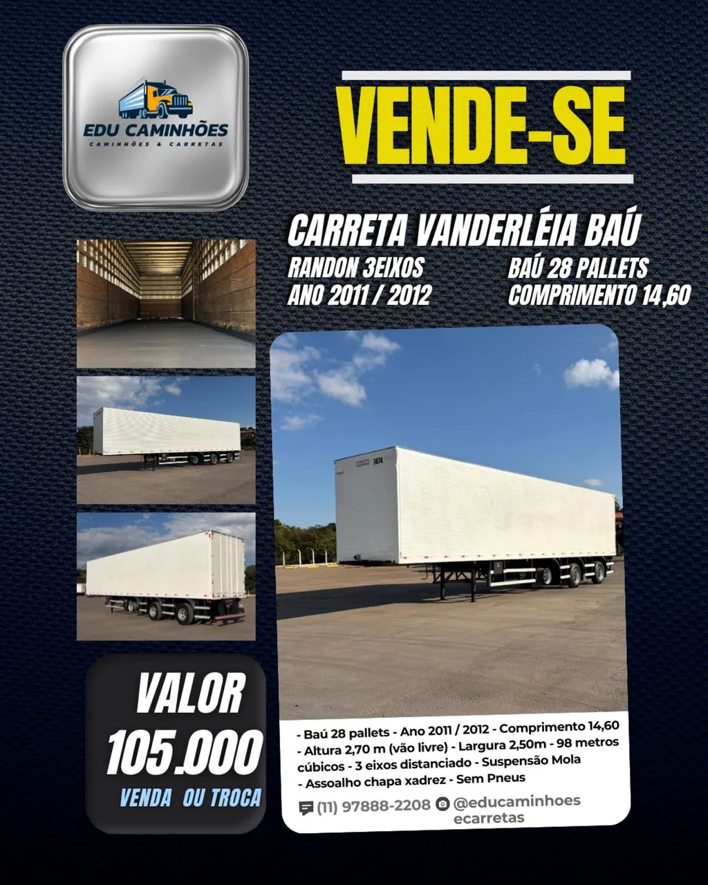 Carretas baú Vanderleia - Randon  - Foto 2