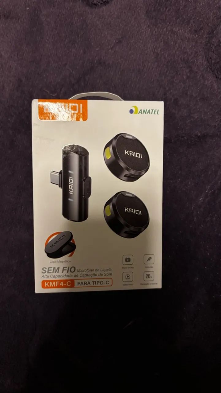 Microfone de Lapela Sem Fio Kaidi KMF4-C - Tipo-C - Foto 3