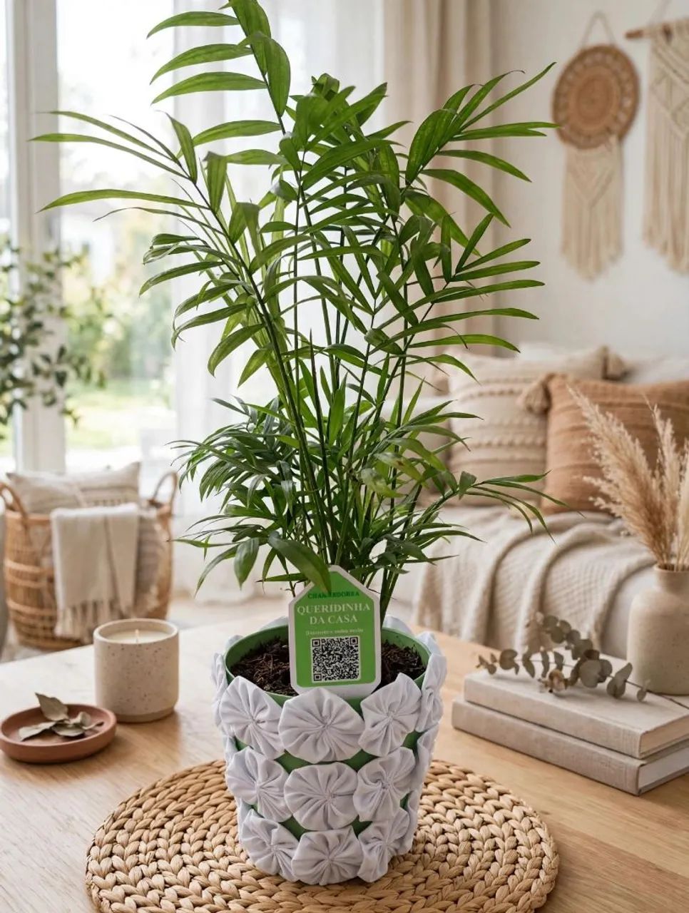 Vaso com planta decorado com fuxico lindo  - Foto 4