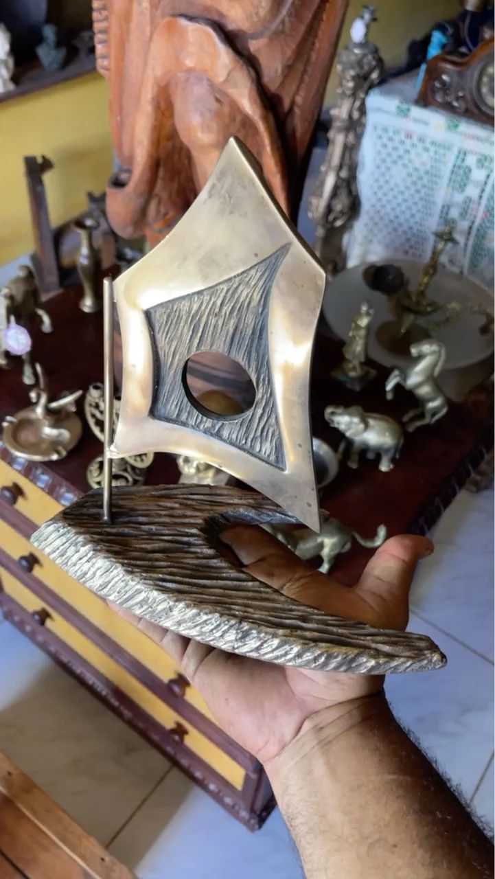 Linda e antiga caravela em bronze maciço - Foto 2