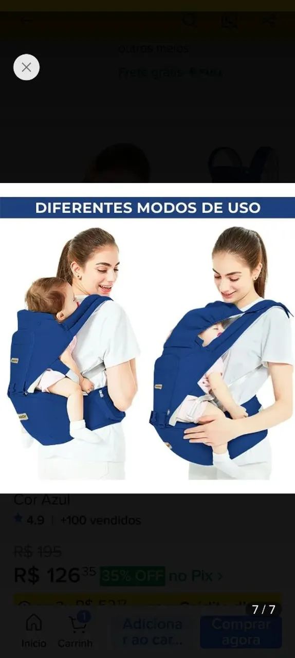 BOLSA CANGURU BEBÊ BRASTOY - Foto 4