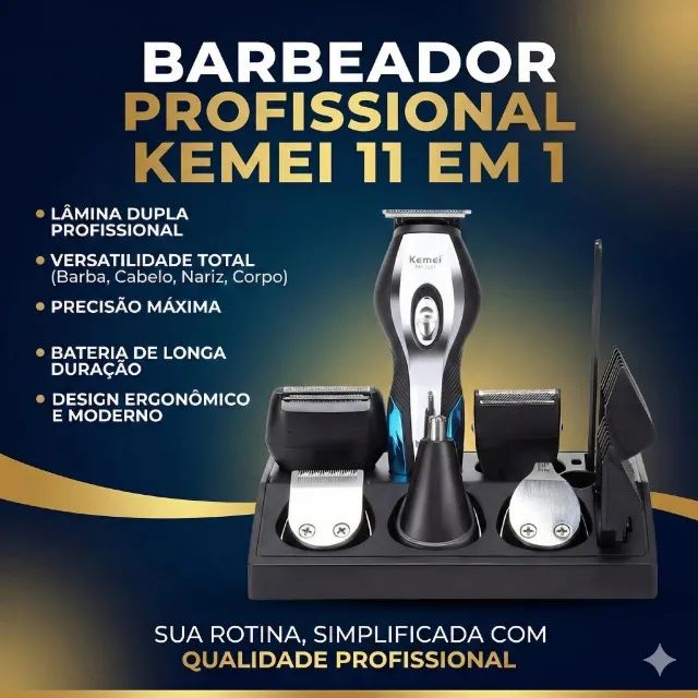 Barbeador 11 em 1 Kemei Lâmina Dupla Profissional KM-5031 - Foto 3