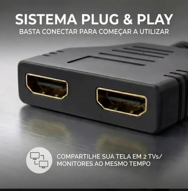 Duplique sua Imagem! Cabo HDMI Splitter 1x2  - Foto 2