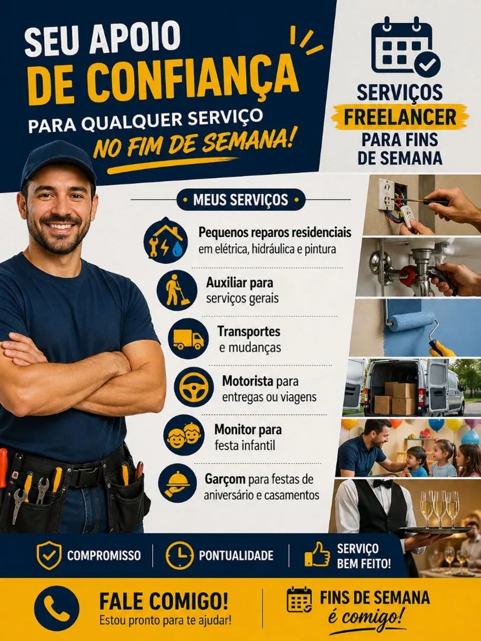 Seu apoio de confiança para qualquer serviço no fim de semana!