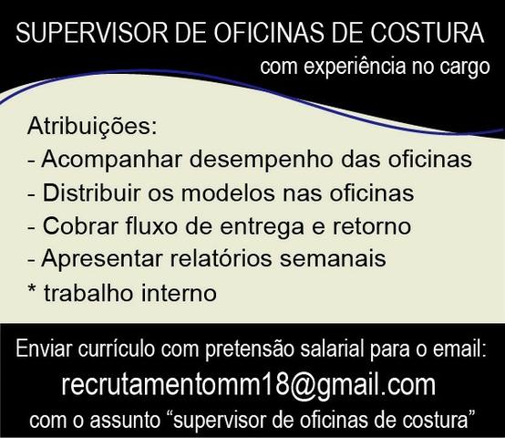 Vaga para Supervisor(a) de Oficina