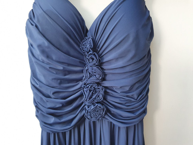 vestido social longo azul