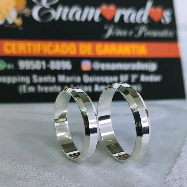 Par de Aliança de Prata 950 - Foto 4