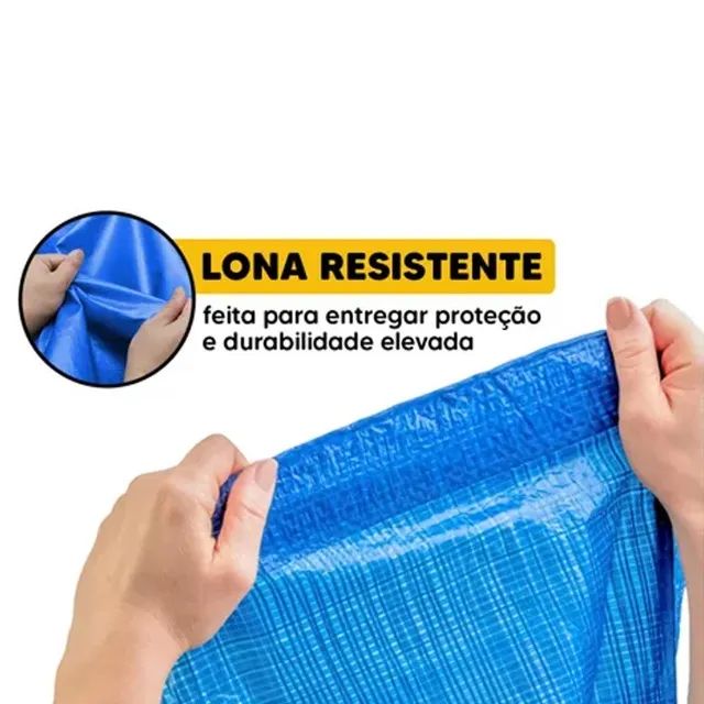 Lona Plástica 4x3  100 Micra Impermeável Reforçada Azul  - Foto 5