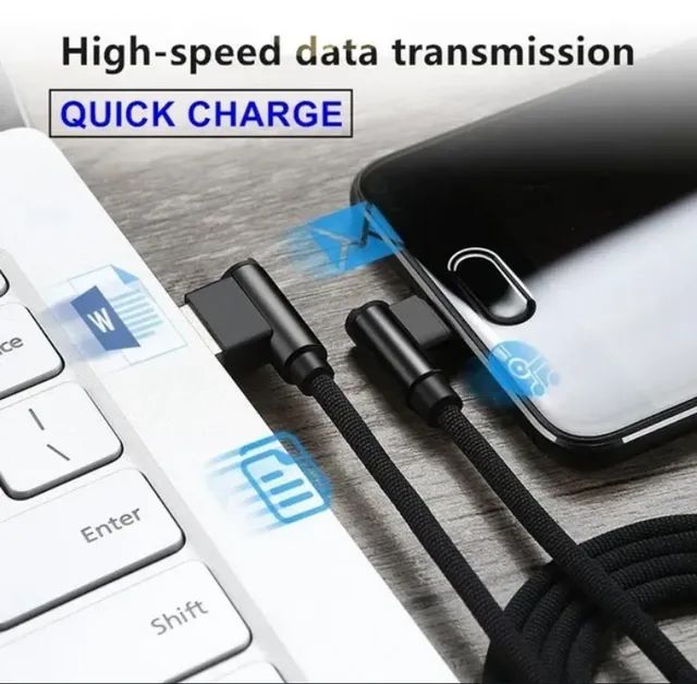 Cabo Micro Usb Gamer 1 Metro Em L 90 Graus - Foto 4
