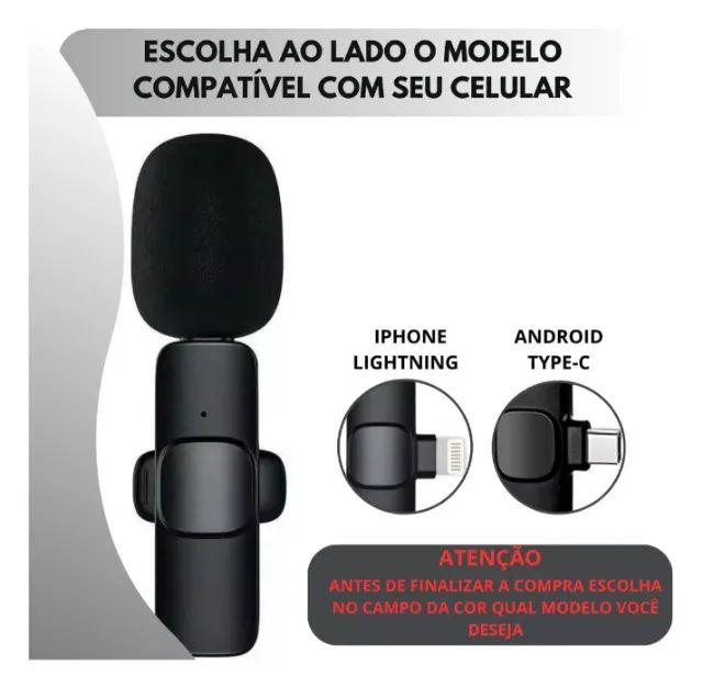 Kit 2UN Microfone Lapela S/Fio + Bastão Pau De Selfie  - Foto 6