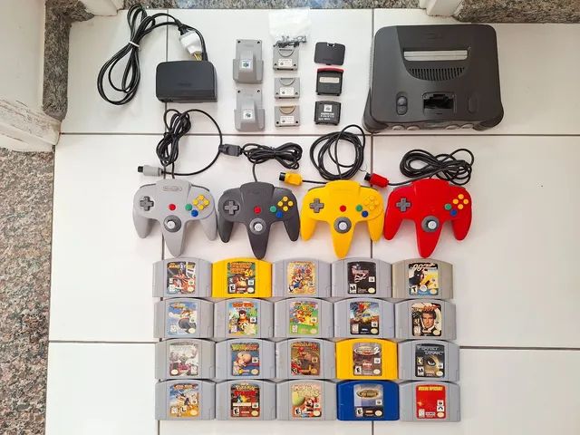 Nintendo 64 controles 20 jogos Expansion pak Rumble Pak Jumper