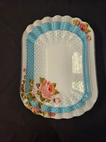 03 travessas vidro da linha bianca floral grande, média e pequena - Foto 6