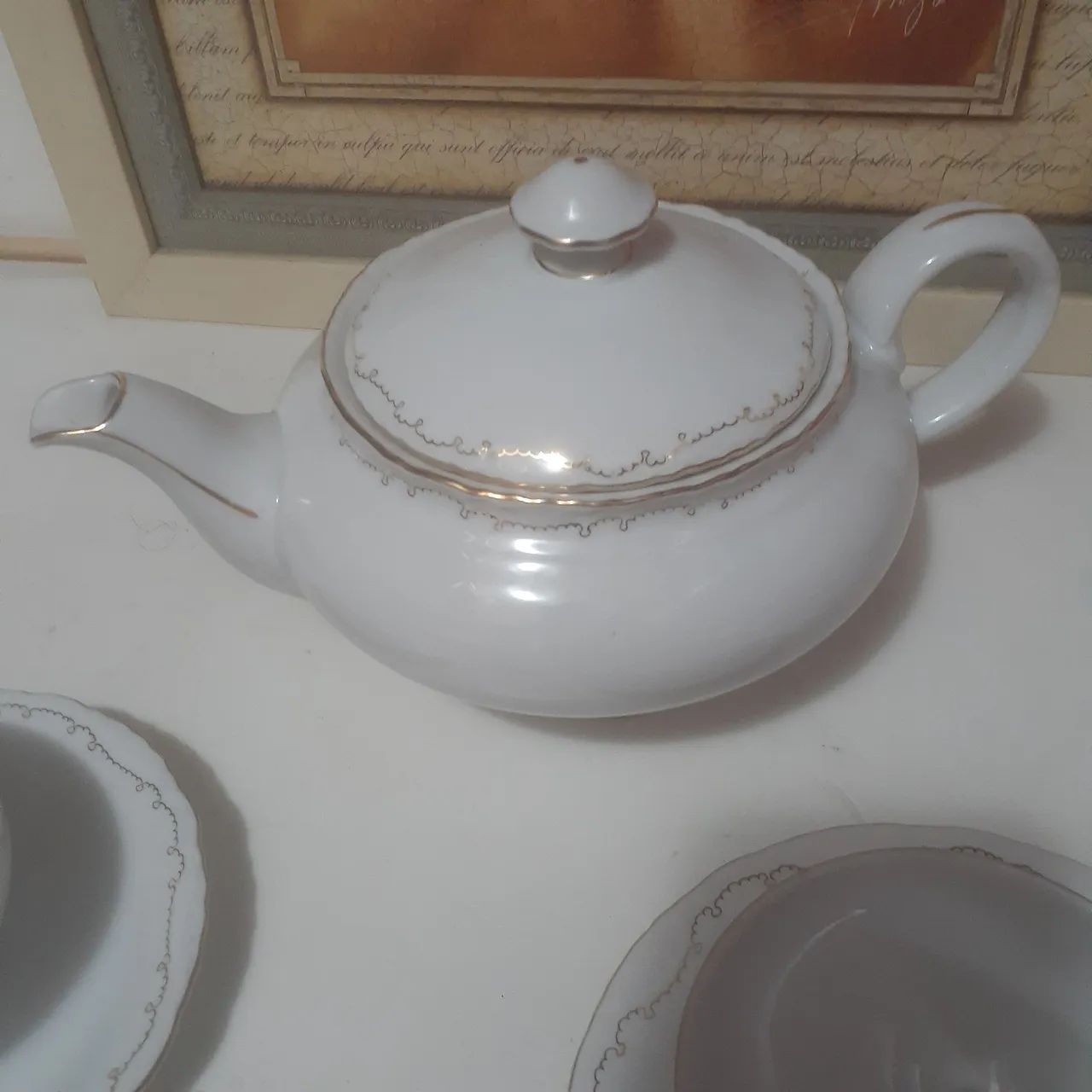 Jogo chá porcelana thun  Czechoslovakia 7 peças..filetadas - Foto 3