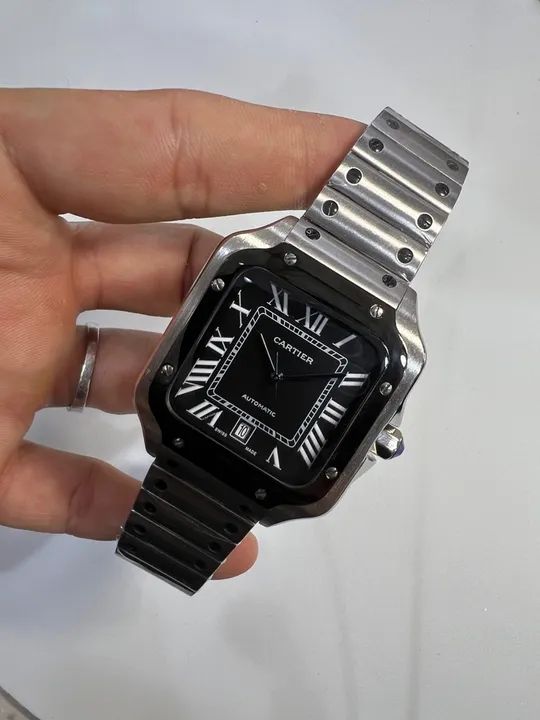 Relogio Cartier Santos Preto Automático 