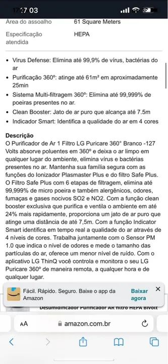 Purificador De Ar LG Novo  - Foto 2