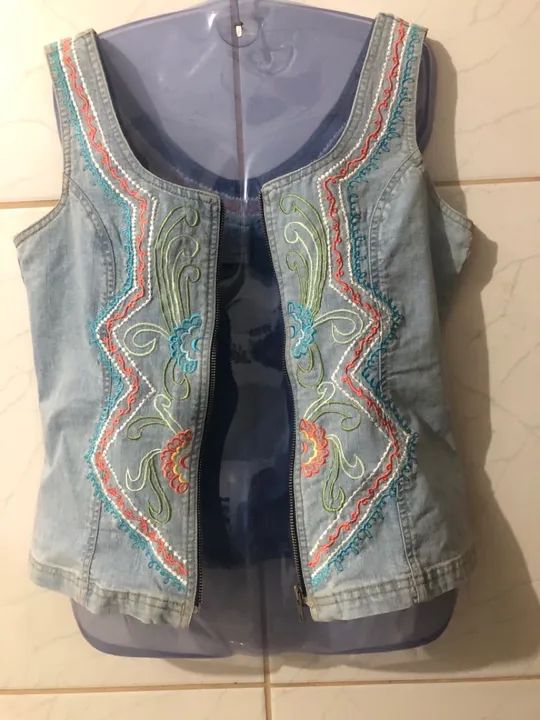 Blusa jeans tipo colete (P) - Foto 3