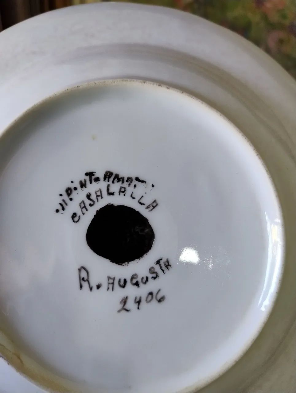 Prato fundo porcelana pintado a mão antigo  - Foto 2