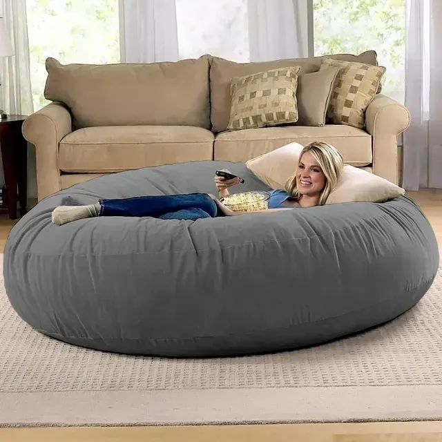 Puff Gigante Redondo140x20 Sem Enchimento Suede Premium Linha Gold - Foto 4