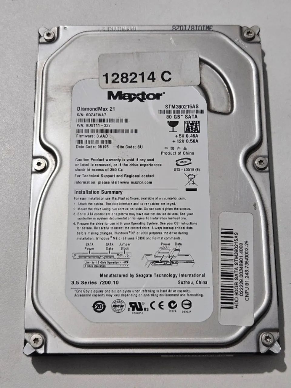 HD, HDD, Hard Disk de 80GB SATA usado mas funcionando, acompanha cabo  - Foto 2