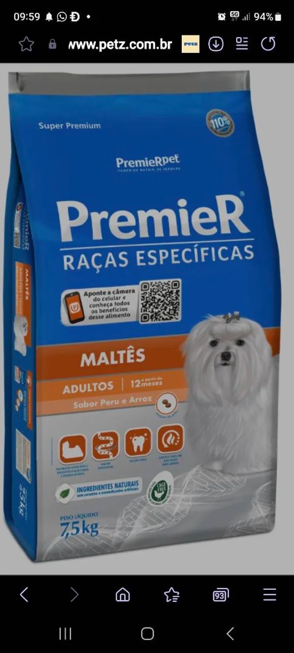 Ração Premier Maltês Adultos 7,5kg