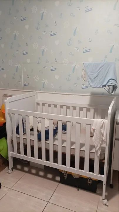 Berço de Bebê Branco com colchão 64319316073347121