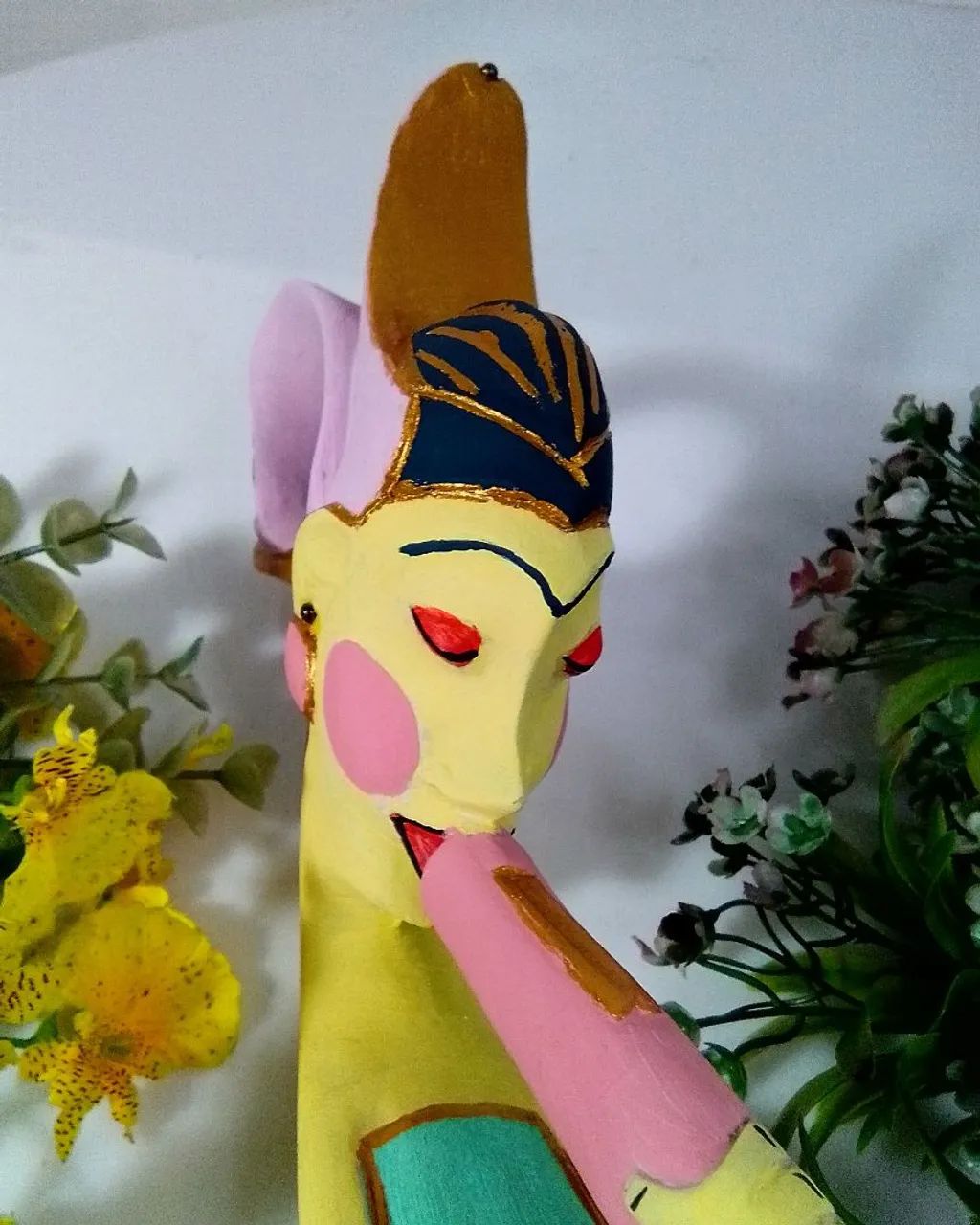 Antiga Estatueta Busto Suryak - Madeira de Bali  - Foto 5