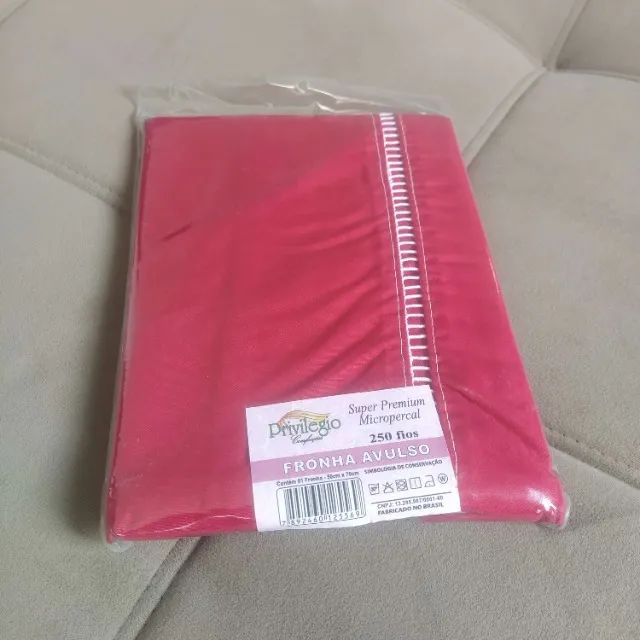 KIT 2 Fronha Avulsa 100% Algodão Percal 250 Fio Ponto Palito Vermelho Envio Correios Moto - Foto 2