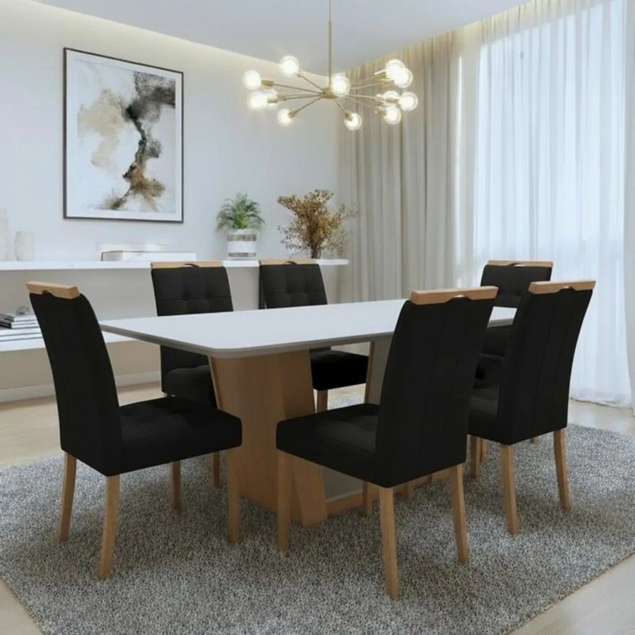 Mesa Apogeu com 6 cadeiras Sophia - Entrega Rápida 