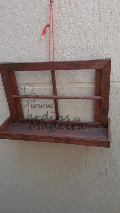 Floreira de madeira tipo janelinha suporte para flores jardim sku5 - Foto 2