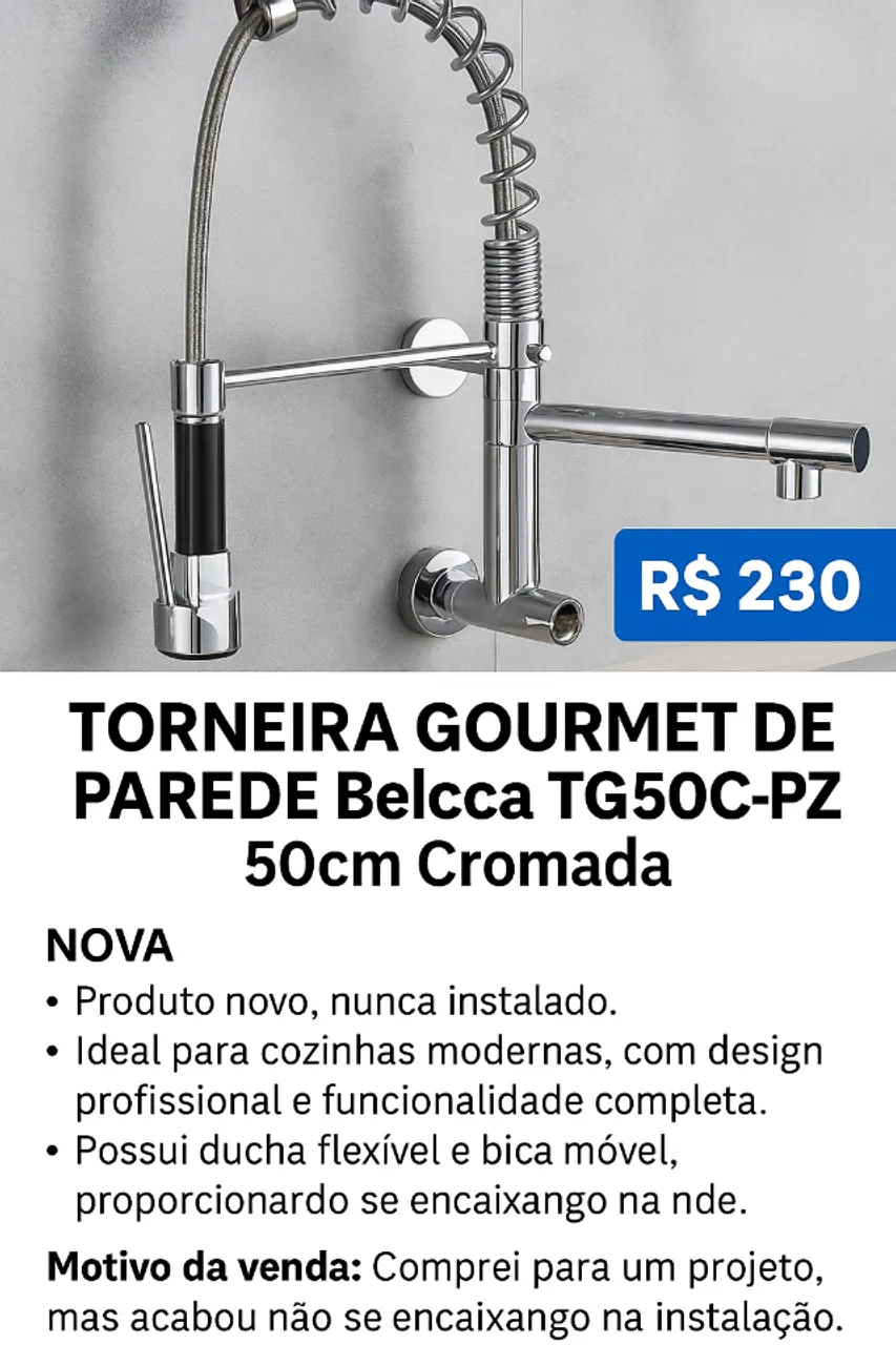 TORNEIRA GOURMET DE PAREDE BELCCA - NOVA