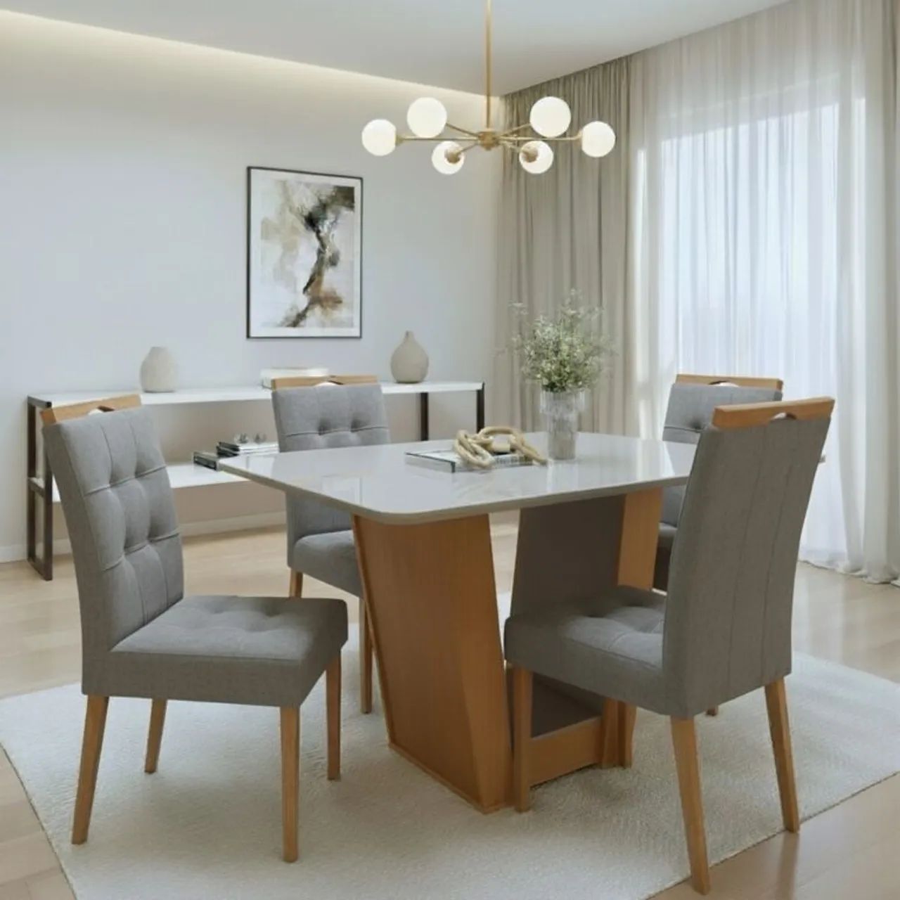 Mesa de Jantar com 4 Cadeiras Luna tt76 - Foto 2
