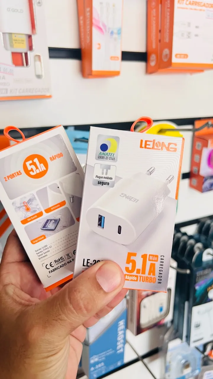 Fonte 2 portas Usb 5.1A - Usb e Usb-C