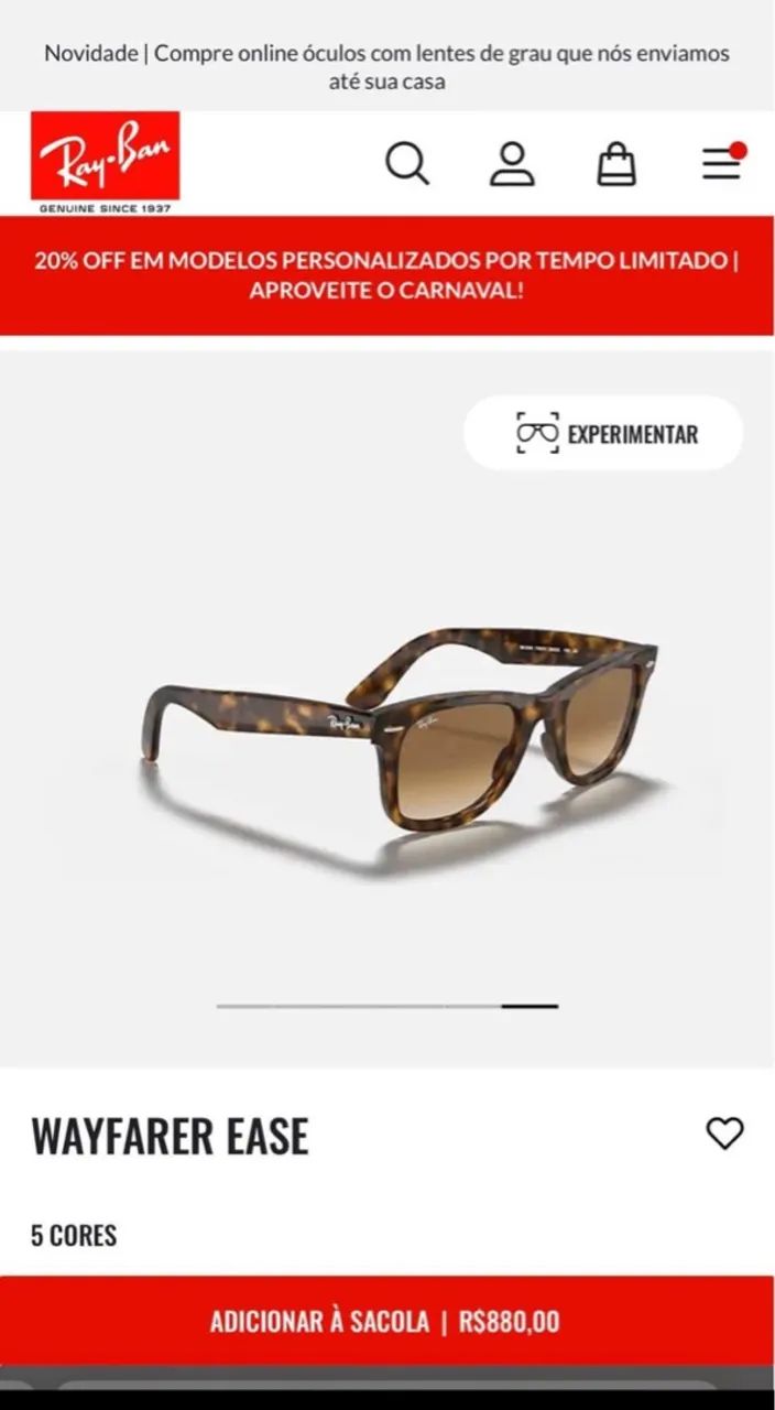 Ray Ban clássico wayfarer (Marrom) - Foto 3