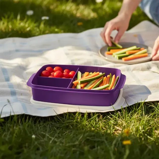 Tupperware Basic Line 1l Retangular Com Divisórias - Foto 2