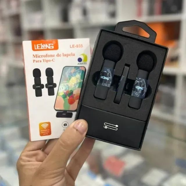 Microfone De Lapela Duplo Para Smartphones e Notebooks Com Entrada Tipo C - Novo/ Na Caixa
