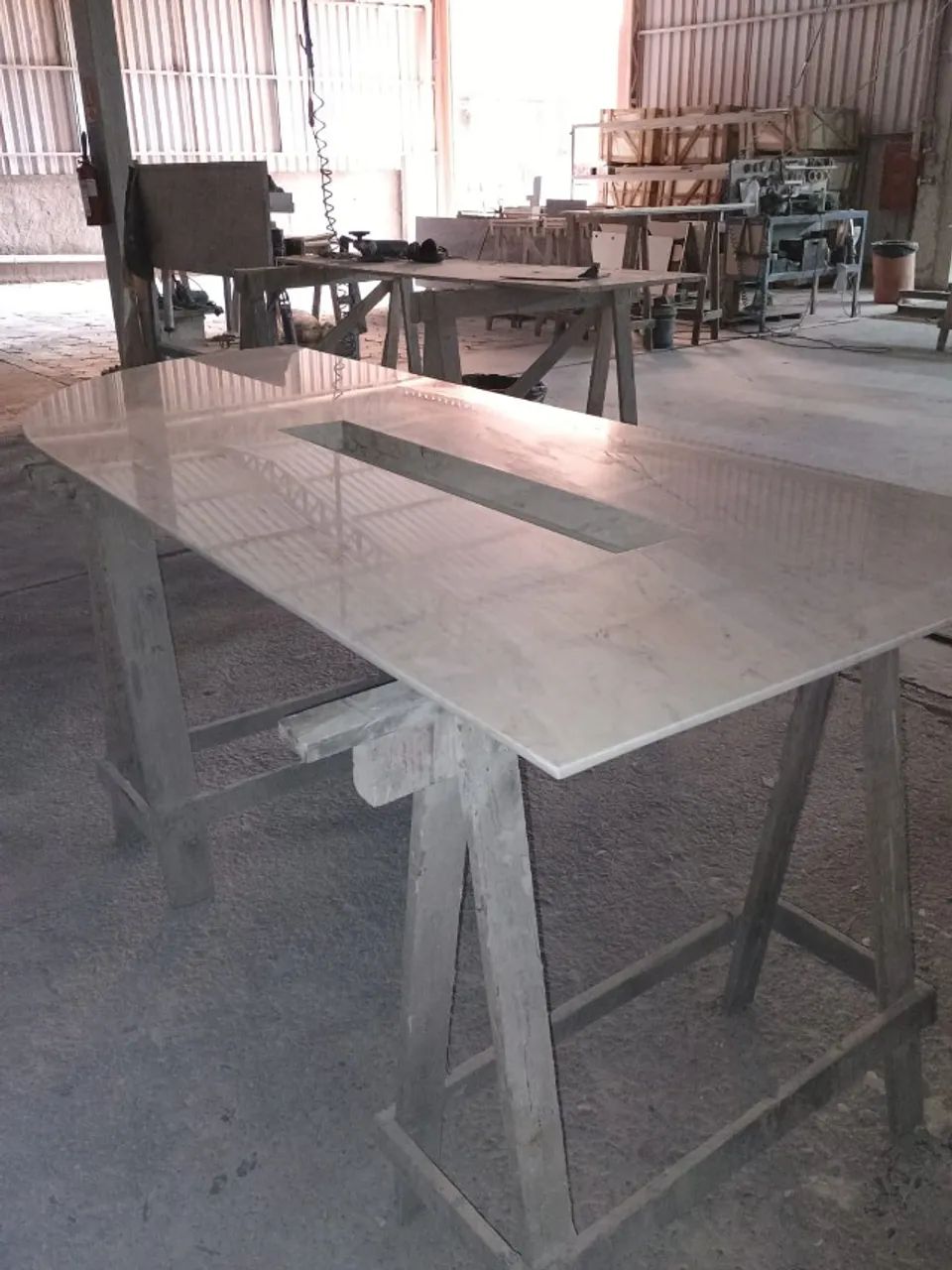 Tampo para mesa de escritório em Mármore Calacatta - Foto 3