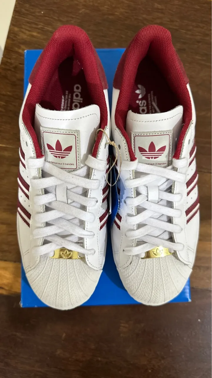 Adidas Superstar Branco e Vinho NÚMERO 39