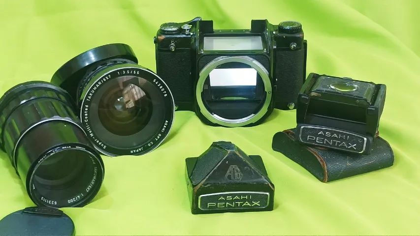 Câmera Pentax 6x7 Filme - Lentes 1:4/200mm e 1:3:5/55 mm Leia Descrição (Usado) - Foto 5