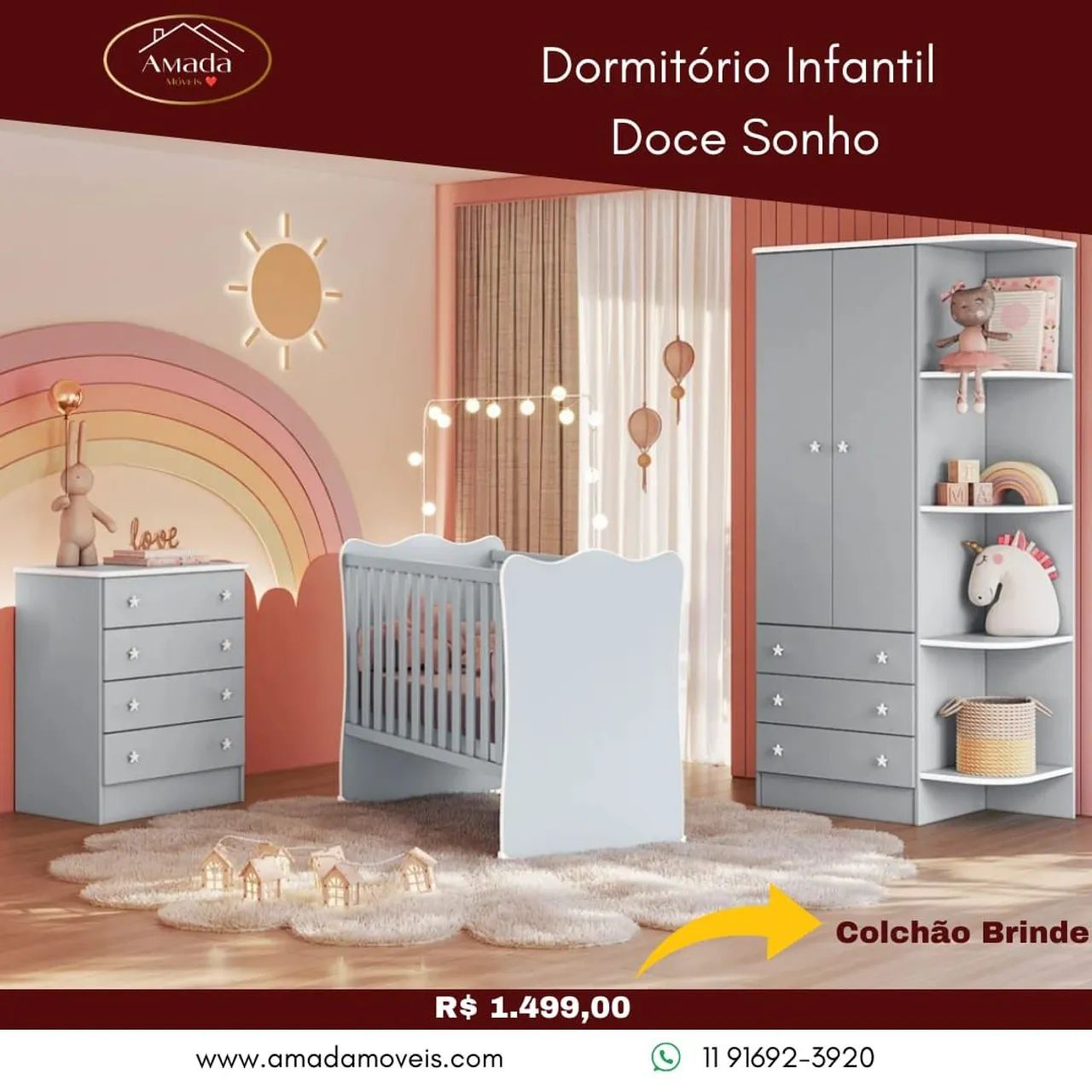 Dormitório Infantil Completo Doce Sonho - Entrega em 3 dias 