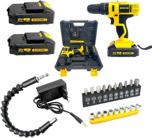 Parafusadeira Portátil com 2 baterias 21V + Kit Maleta com Acessórios - Foto 2