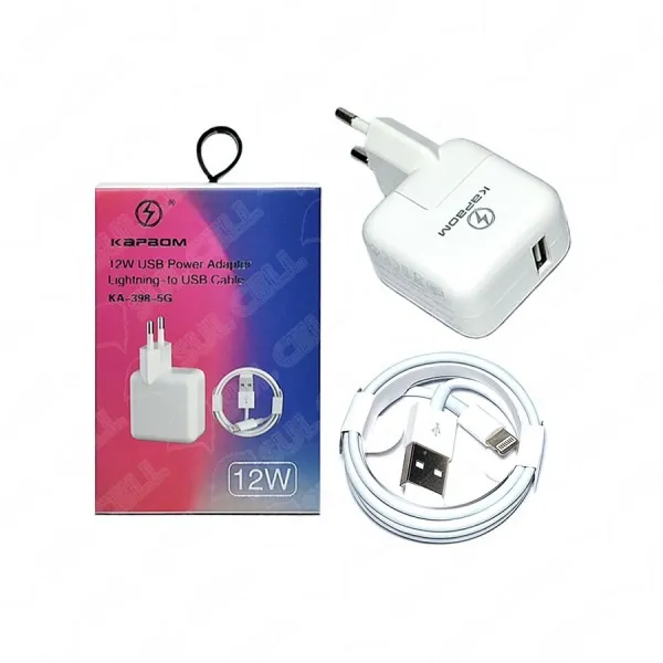 CARREGADOR 12W C/ CABO PARA IPHONE USB X LIGHTNING - KAPBOM KA-398-5G