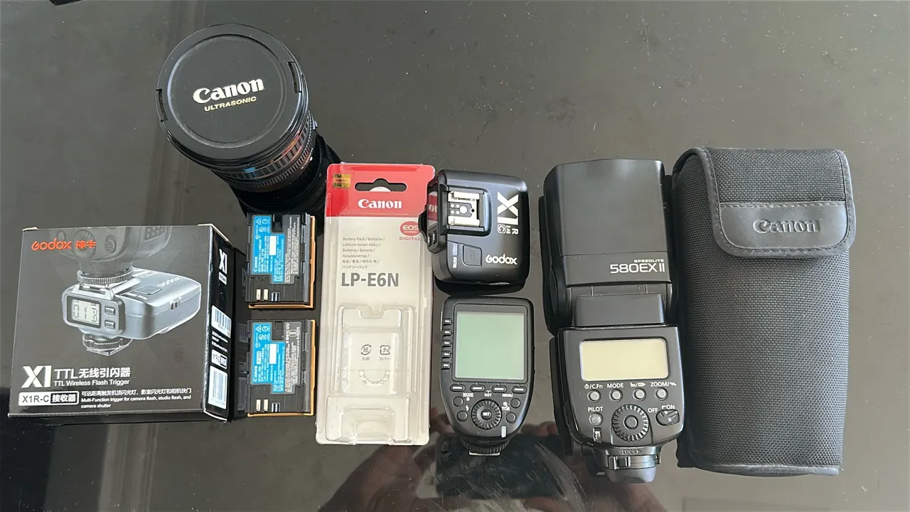Kit Canon Baterias LP-E6N Lente Canon EF-S 10-22mm Flash 580 EXII Rádio
