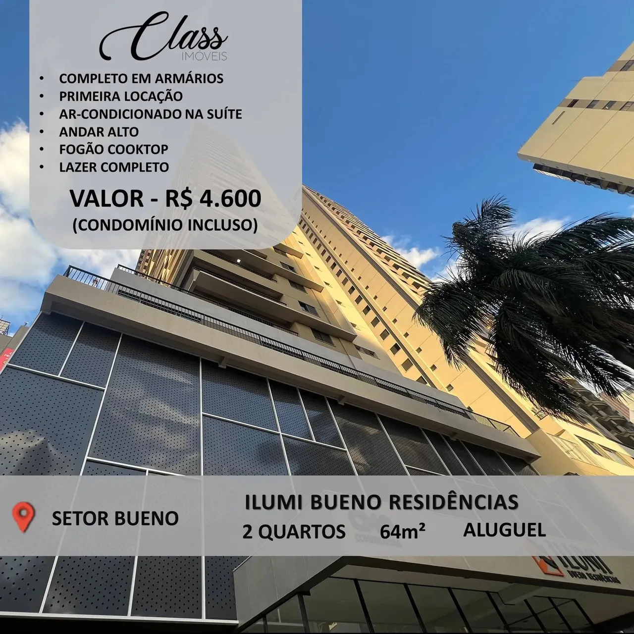 ILUMI BUENO RESIDÊNCIAS - SETOR BUENO - 64m² - 2 QUARTOS (1S) - R$4.600