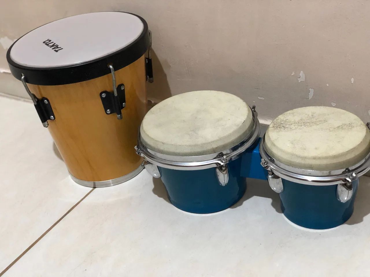 Bongo de Percussão - Azul e Timba- Madeira Whats: *