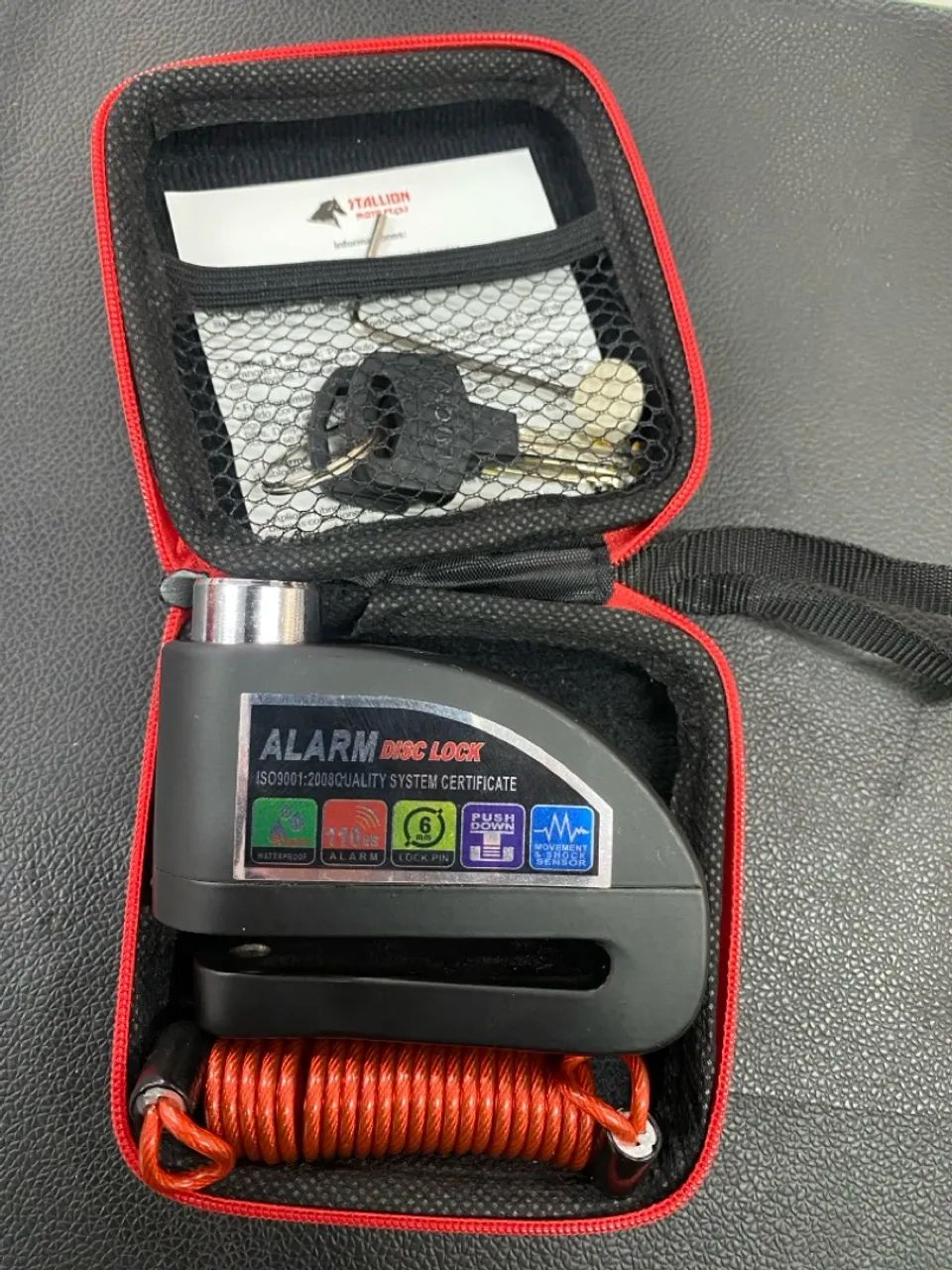 Trava de disco com alarme para moto