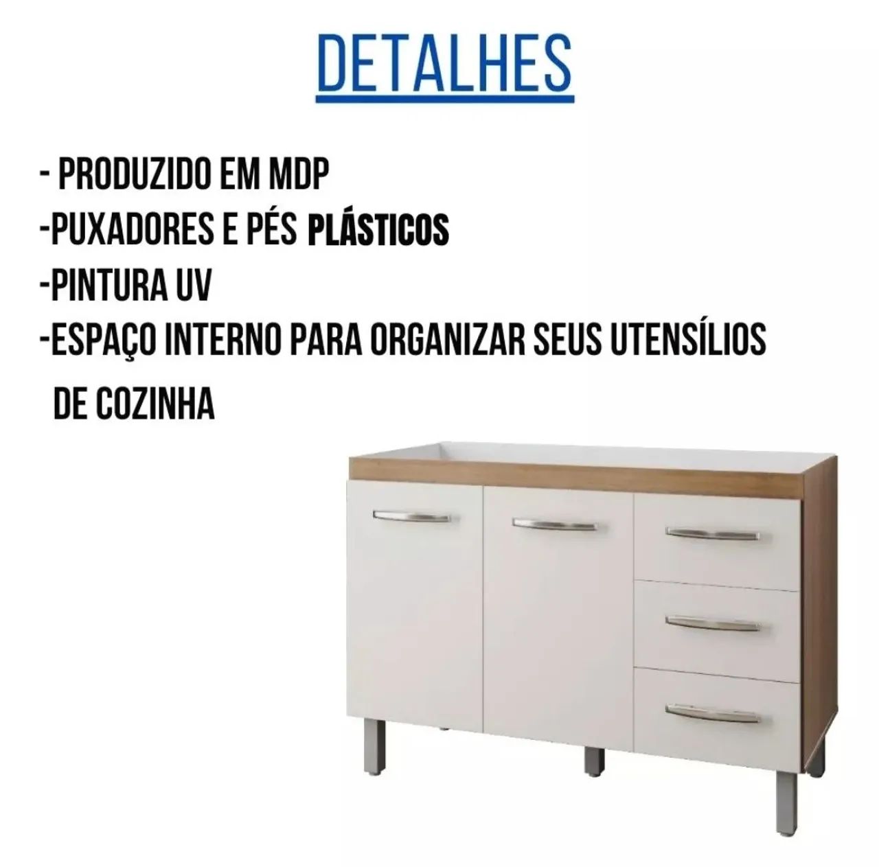 Armário  de pia 1,20m para Cozinha Preto - Foto 4