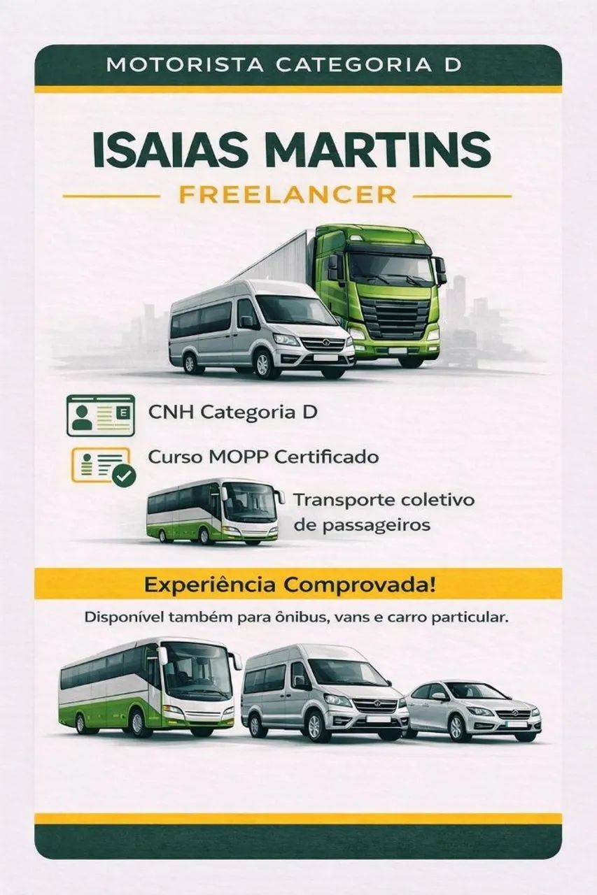 Motorista disponível cat "D" 